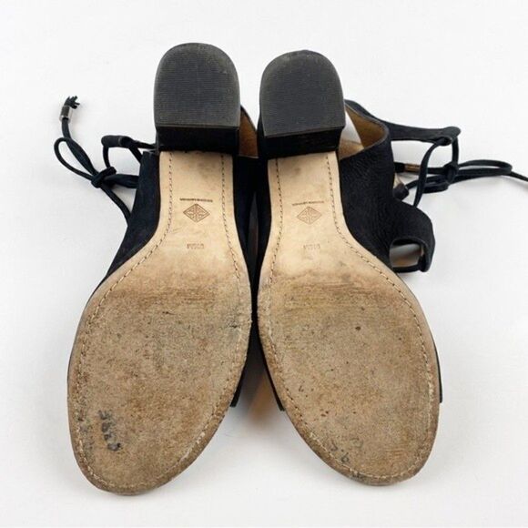 Antonio Melani Jessay Black Suede Leather Lace Up Block Heel Sandals Size 9.5 - Picture 12 of 14